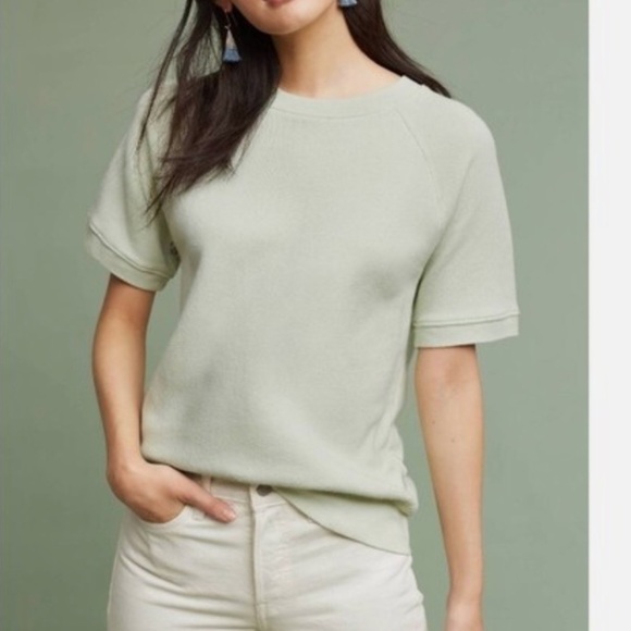 seeker Sweaters - Seeker Dorian Sweatshirt Green Raglan Short Sleeve Anthropologie Small